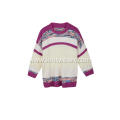 Women's Knitted Neps Yarn Striped Crew-Neck Pullover